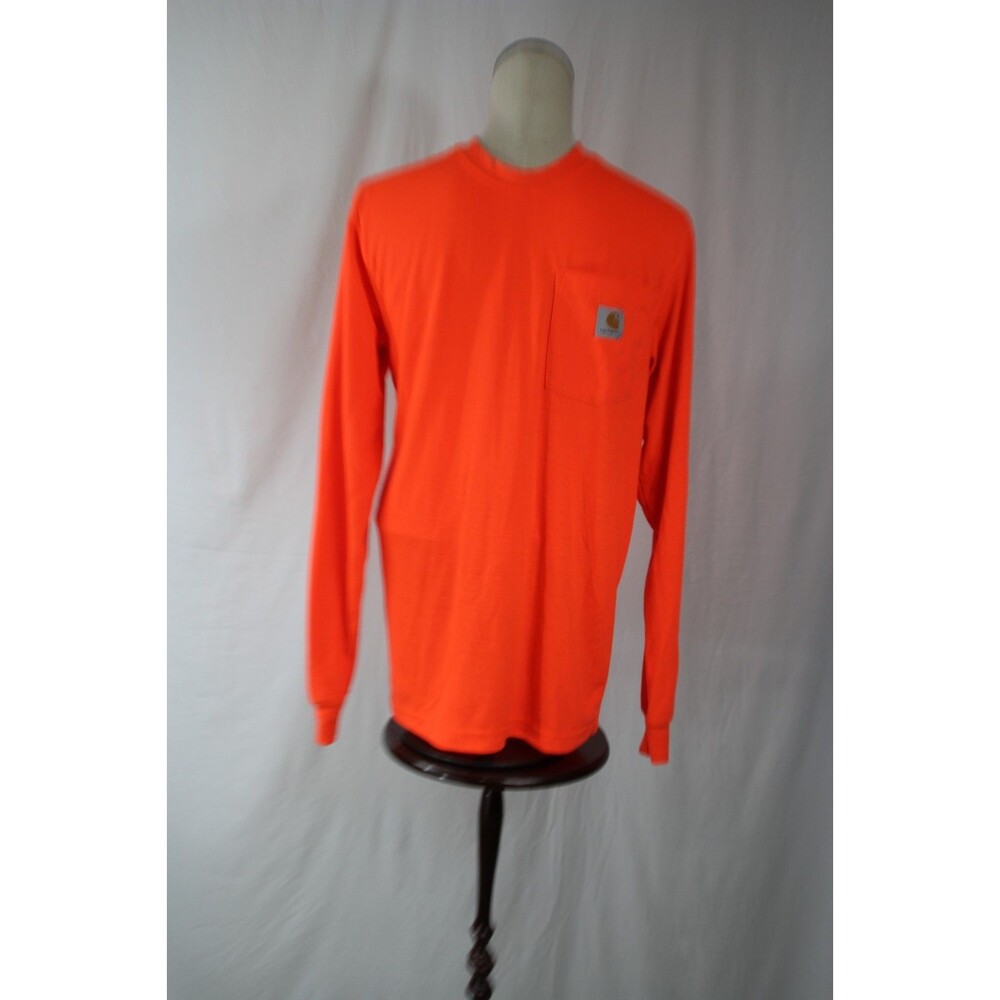 Carhartt Men's Sz. S Orange Pocket Long Sleeve Breathable Relaxed Logo Bright